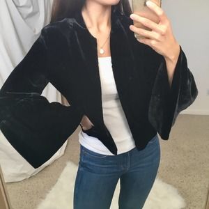 Ulla Johnson Velvet Mara Bell Sleeve Jacket Blazer Sweater Black Cardigan XS S 2